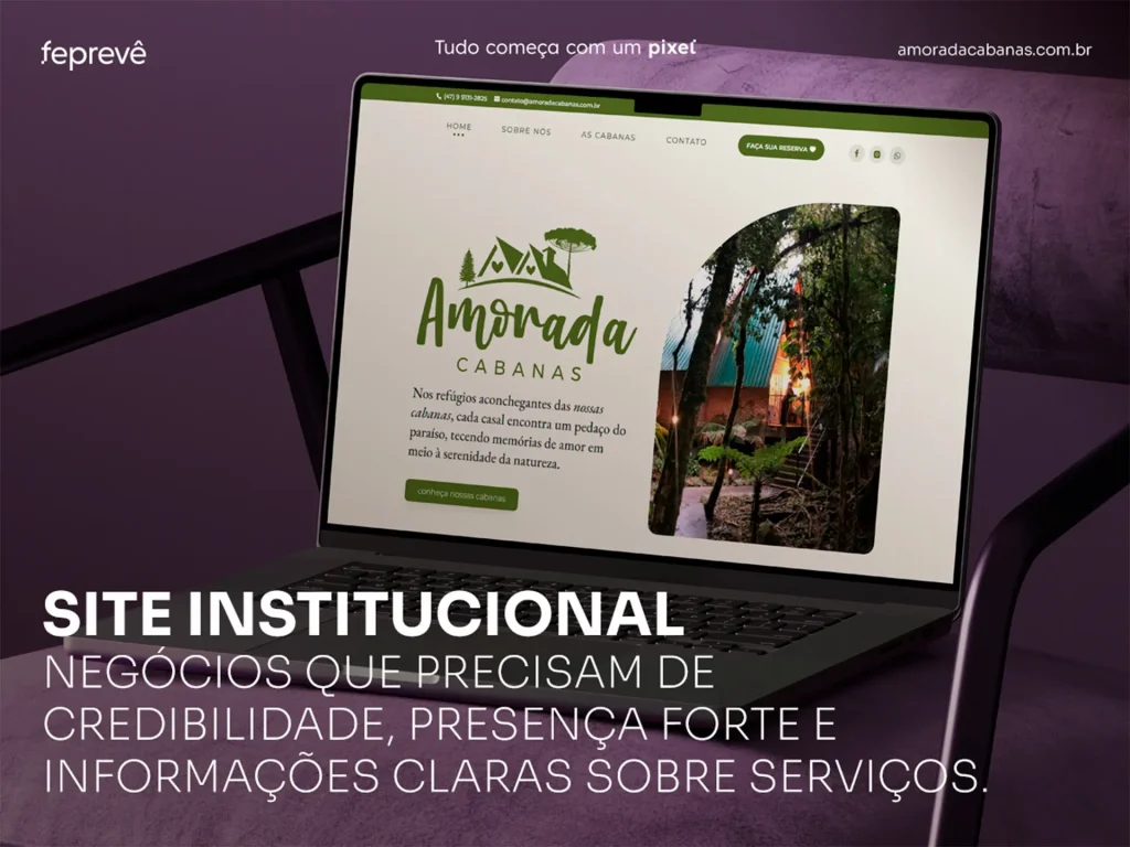 Site Institucional: Negócios que precisam de credibilidade, presença forte de marca e informações claras sobre serviços.